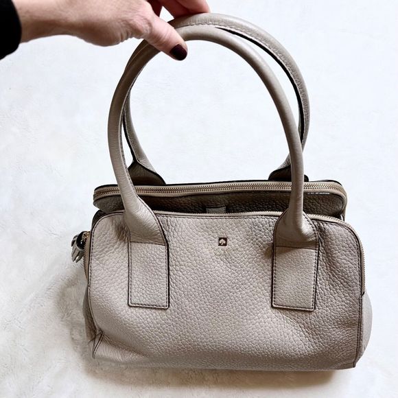 Kate Spade Southport Avenue Lydia Gray Leather Large Satchel Shoulder Bag Purse - Picture 3 of 11